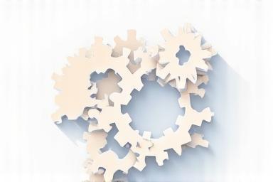 Gears fitting together, symbolizing customized training program design solutions.